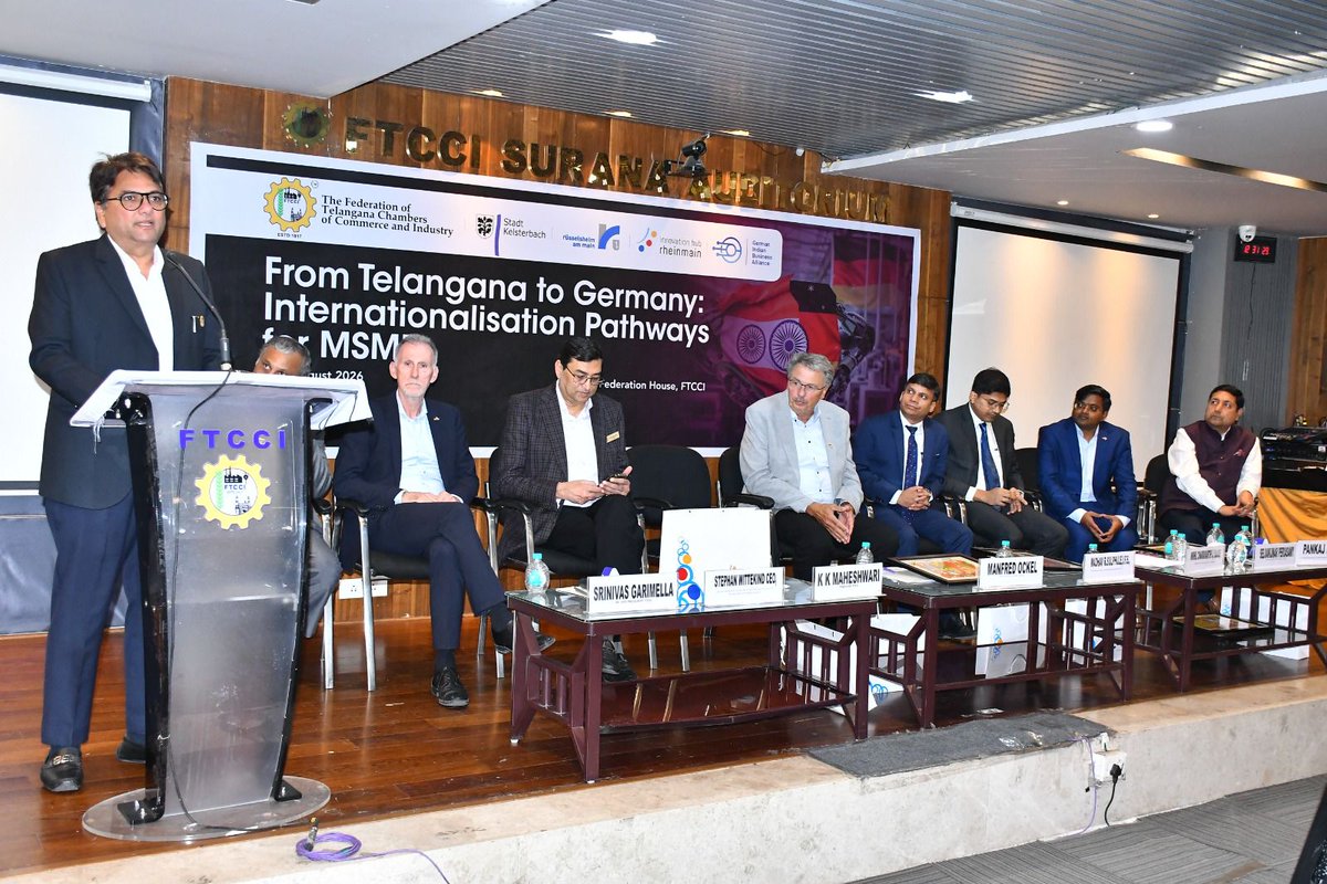 Mplvinod's tweet photo. Hyderabad became a gateway for stronger Indo-German collaboration as FTCCI and GIBA welcomed Mr. Madhav R. Sulphule, Mr. Nikhil Chakravarthi J and German delegates Mr. Manfred Ockel and Mr. Stephan Wittekind. Advancing MSME opportunities.

#FTCCI #GIBA #IndiaGermany https://t.co/QCm9p6Ev85