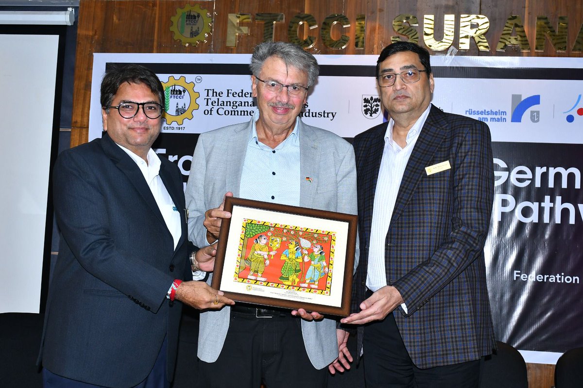 Mplvinod's tweet photo. Hyderabad became a gateway for stronger Indo-German collaboration as FTCCI and GIBA welcomed Mr. Madhav R. Sulphule, Mr. Nikhil Chakravarthi J and German delegates Mr. Manfred Ockel and Mr. Stephan Wittekind. Advancing MSME opportunities.

#FTCCI #GIBA #IndiaGermany https://t.co/QCm9p6Ev85