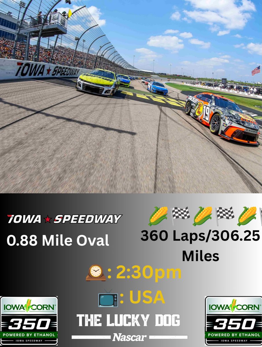 SimaSummerlot's tweet photo. Lucky Dogs’ @NASCAR race weekend preview at @IowaSpeedway

The O’Reilly Auto Parts Series starts Saturday at 4 p. m. on The CW, followed by the Cup Series’ USA Network season debut Sunday at 2:30 p. m. Watch William Byron, Ryan Blaney, Joey Logano https://t.co/Zli95rY1qQ