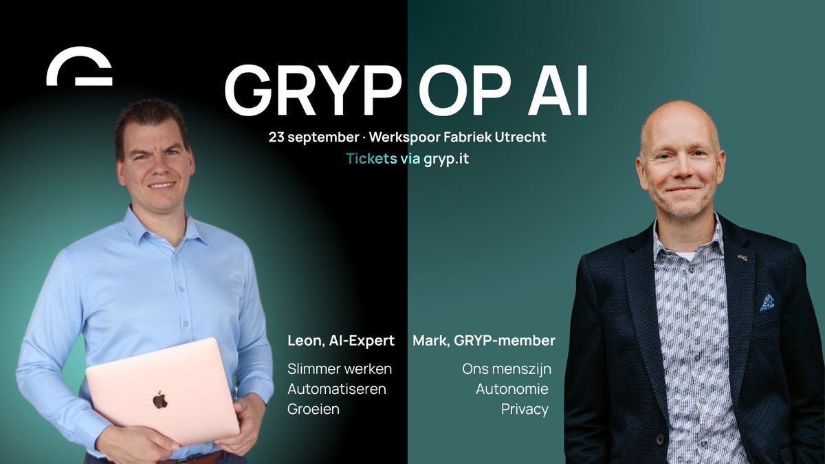 GRYP_Network's tweet photo. GRYP OP AI | 23 september | Tickets via https://t.co/NnzRjkXksB

👉https://t.co/blfHSctsmM https://t.co/lCBSYSexd4