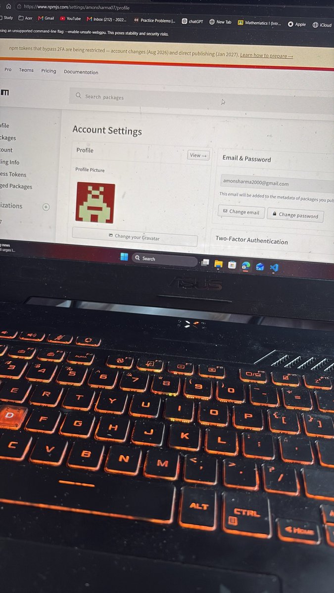 ShipWithAmon's tweet photo. I won’t think anything crazy happened than this…

- Guys after 1 month of a dead declared laptop, suddenly booted after smashing in rage 😤 
- got my NPM access to publish my packages https://t.co/hCzW7C00hj