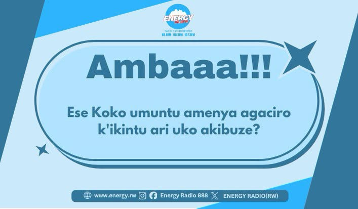 ENERGY888FM's tweet photo. Uku kwezi kwa Nzeri tubifurije kuzahirwa!
Kutabana na twe mu kiganiro #Ambaaa!!!! ni igihombo. Ni Asila na Patrick (A&P).
Bana na twe guhera Saa 09:00'-10:30' mu kiganiro #Ambaaa!!!
Tubwizanye ukuri, ese Koko umuntu amenya agaciro k'ikintu ari uko akibuze? https://t.co/ZY3dtGEROb