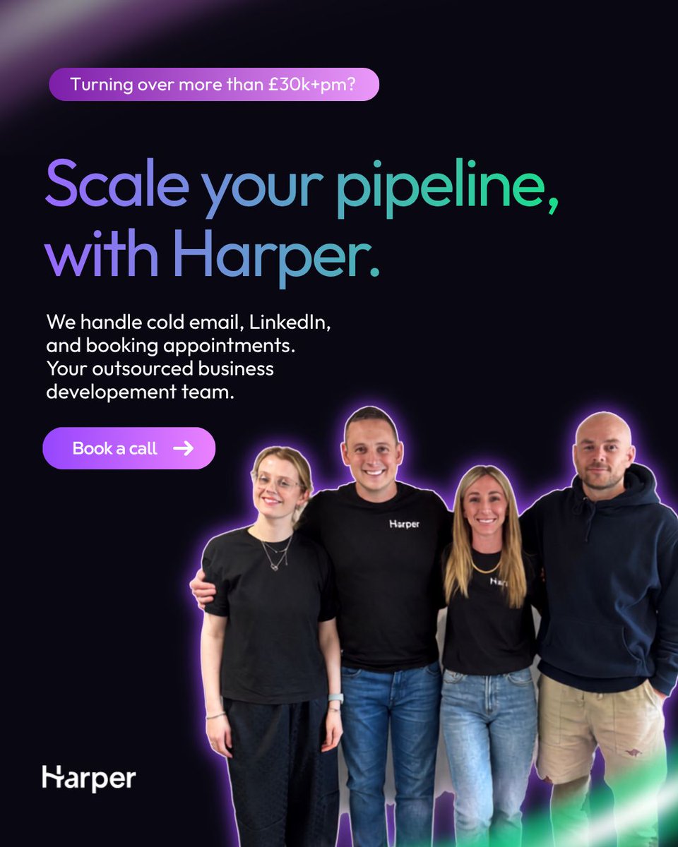Harperagencyio's tweet photo. Still doing your own outreach? That's a lot of hours for not enough pipeline.

Let Harper take it off your plate. Get in touch and let's scale your business before the year's out. 

🔗 https://t.co/NlcyTflVdt

#sales #marketing #marketingagency #leadgen #outreach #salestips https://t.co/X8IYne83Sq