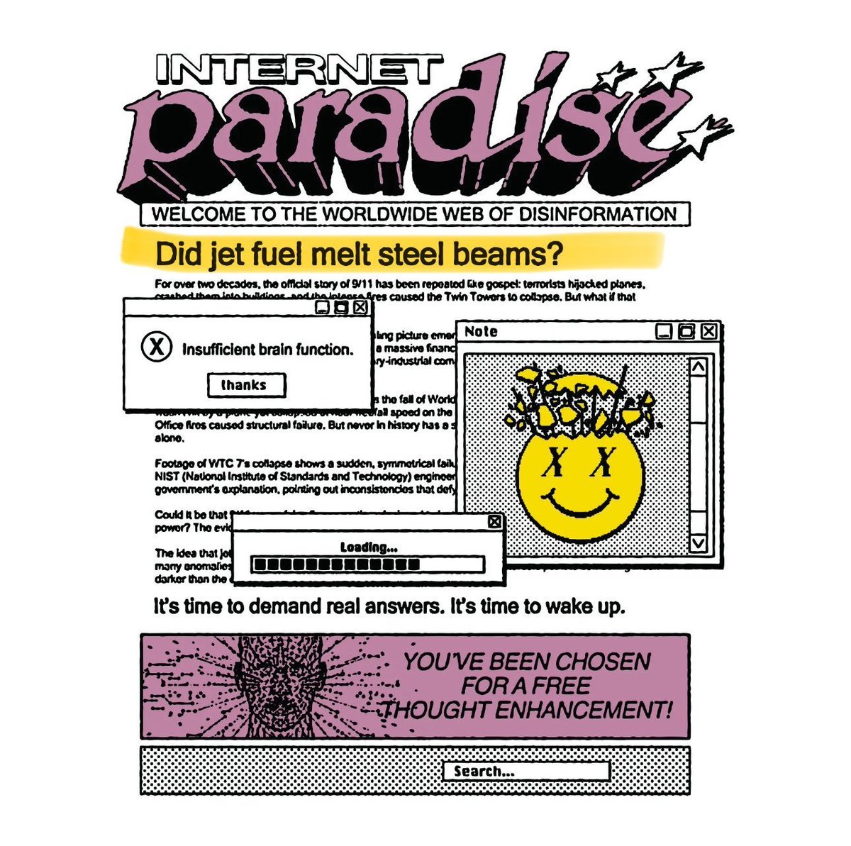 shesrightshow's tweet photo. He has the burning twin towers newly framed on his wall.
He sells merch about 9/11 conspiracy theories. This is fun to him.
He's the Alex Jones of the left. https://t.co/W939OGYfEF