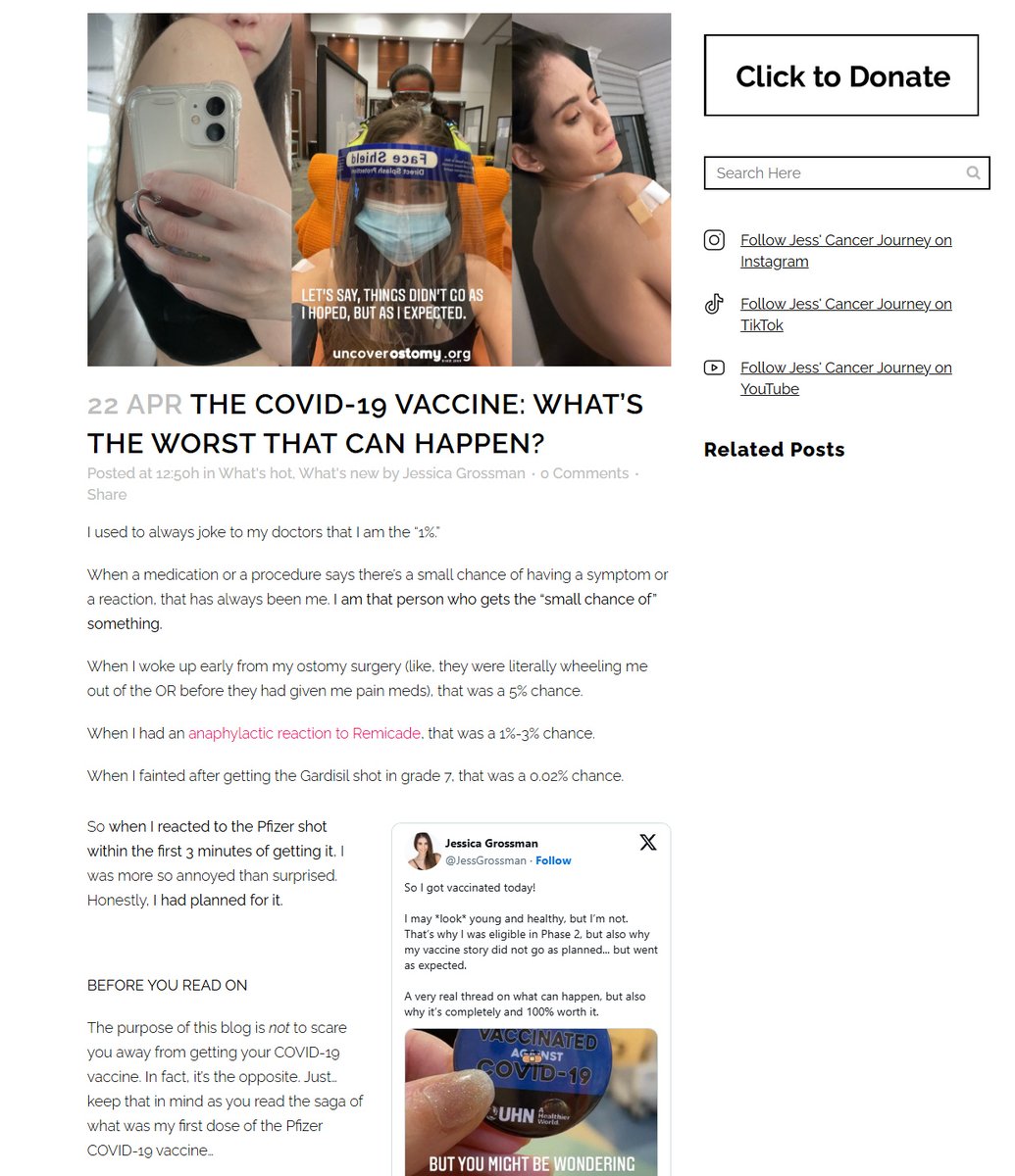 MakisMedicine's tweet photo. BREAKING NEWS: 36 year old Toronto Model Jess Grossman, who reacted to her Pfizer COVID-19 mRNA Vaccine within 3 minutes, now has aggressive Stage 4 Rectal Cancer.

In Apr.2021 she had her 1st Pfizer COVID-19 mRNA Vaccine and reacted within first 3 minutes.

In Nov.2025 she was diagnosed with Rectal Cancer which rapidly spread to Stage 4

Her 6 cycles of MFOLFOX6 chemo and 25 rounds of radiation didn't work. 

She was deemed operable, but while her mainstream Oncologists fumbled, this happened:
 
"My tumor has spread way too far and she can no longer operate"

Listen, I've seen this happen thousands of times now, to the point where it becomes painful to watch yet another trainwreck tragedy unfold.

1. As a Crohn's Disease patient, Jess should have NEVER been given any COVID-19 Vaccine

2. Once diagnosed with Cancer, she should have been presumed to have mRNA Induced Turbo Cancer

3. With mRNA Induced Turbo Cancer, if you can operate, you operate immediately, you DO NOT WAIT.

4. mRNA Induced Turbo Cancers usually don't respond to chemo or radiation, her doctors should have recognized this IMMEDIATELY.

I can honestly end the careers of every doctor involved in Jess Grossman's tragic case. 

Learn from these sad cases. There are thousands of them. They happen daily.

Jess can't believe what's happened to her and she sees that she is a victim of the Canadian healthcare system.

But it's much, much worse than that. 
It isn't the 3 months that she was without any cancer treatment while her doctors fumbled her care.

She is a victim of her own doctors since 2021.

They did this to her...with the very first Pfizer injection she never should have gotten.

22 Apr.2021: COVID-19 Vaccine: What's the worst that can happen? Answer: Stage 4 Cancer.