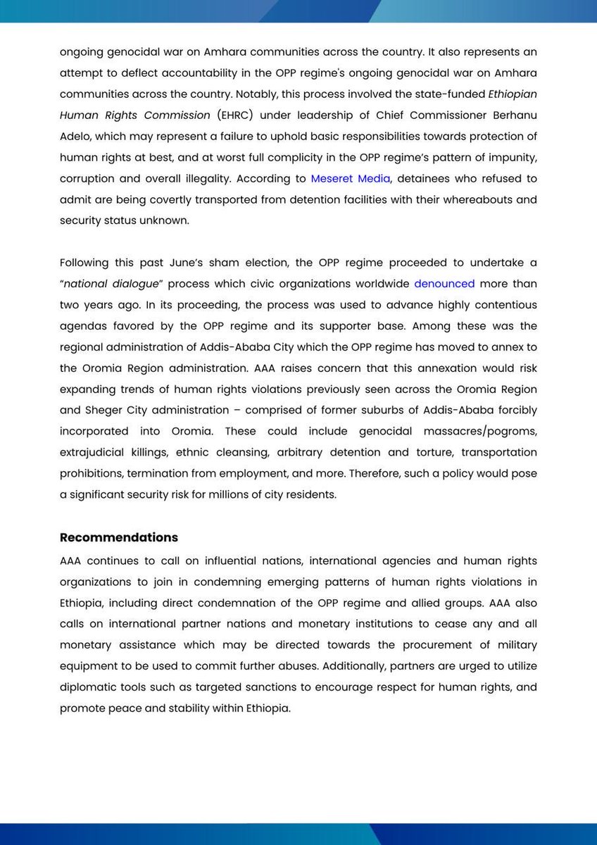 AAA_Amhara's tweet photo. ⚡️ℹ️ #STATEMENT: Renewed patterns of genocidal violence, state repression and false dialogue in Ethiopia

📅 September 1, 2026 (Nehase 26, 2018 EC)

📌 Read the full statement using the link below. ⬇️

🔗 https://t.co/aqlNwBICJH https://t.co/ww39kmWYeU