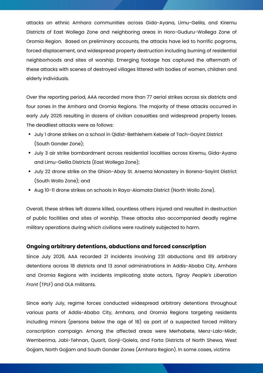AAA_Amhara's tweet photo. ⚡️ℹ️ #STATEMENT: Renewed patterns of genocidal violence, state repression and false dialogue in Ethiopia

📅 September 1, 2026 (Nehase 26, 2018 EC)

📌 Read the full statement using the link below. ⬇️

🔗 https://t.co/aqlNwBICJH https://t.co/ww39kmWYeU