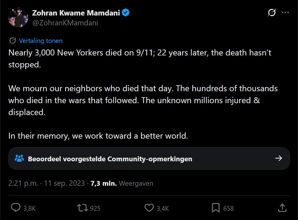 Zenith24's tweet photo. Het #pixelarchief krijgt vandaag de herinnering dat iemand die vaag deed over de dood van duizenden New Yorkers, later tot burgemeester van die stad zou worden gekozen. https://t.co/6z88KhNLIa