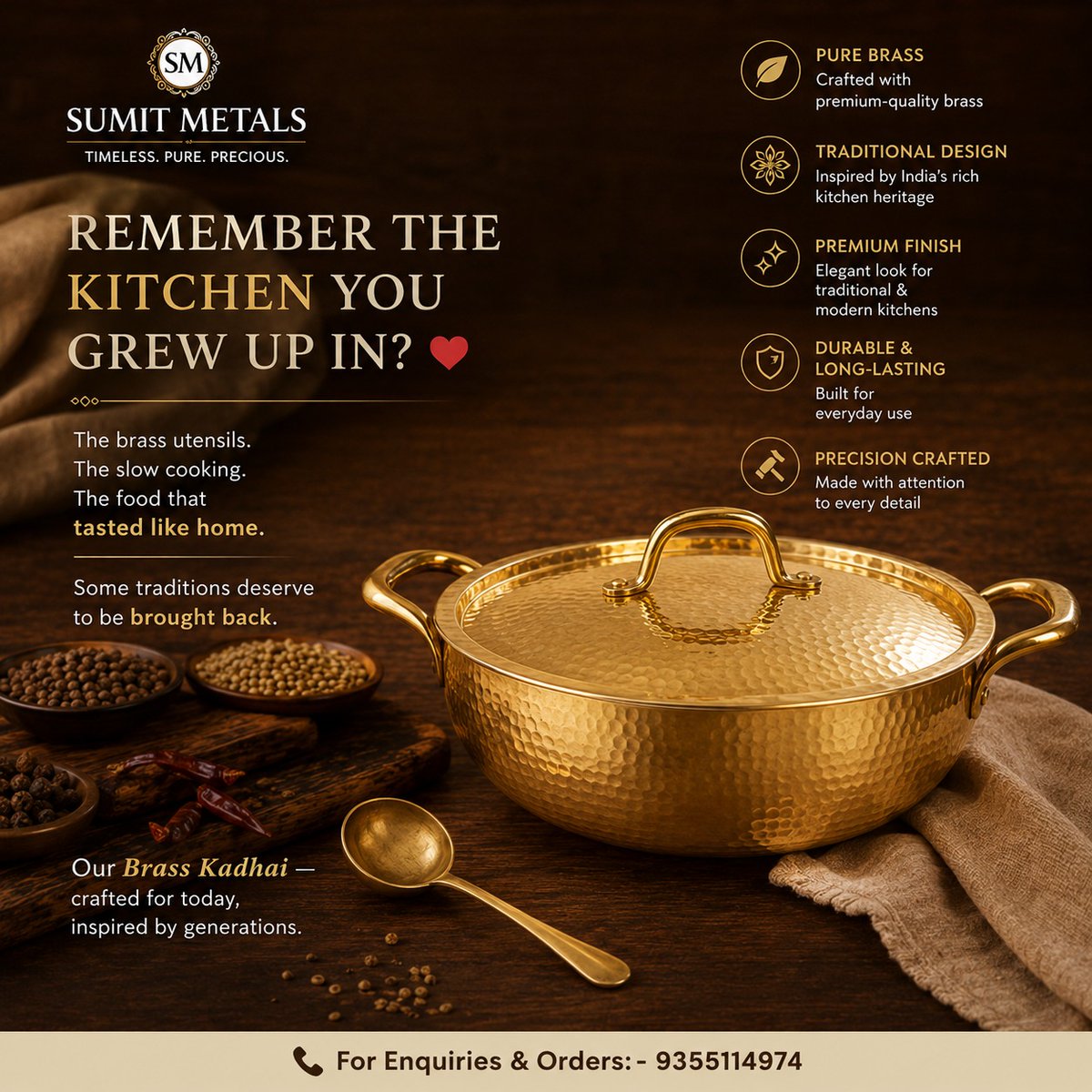 sumitmetals's tweet photo. Some memories begin in the kitchen. ❤️

Bring back the warmth of Grandma’s kitchen with our Brass Kadhai — crafted with timeless Indian craftsmanship for cooking, serving &amp; carrying tradition forward. ✨

#BrassKadhai #BrassCookware https://t.co/oukbDhE9NS