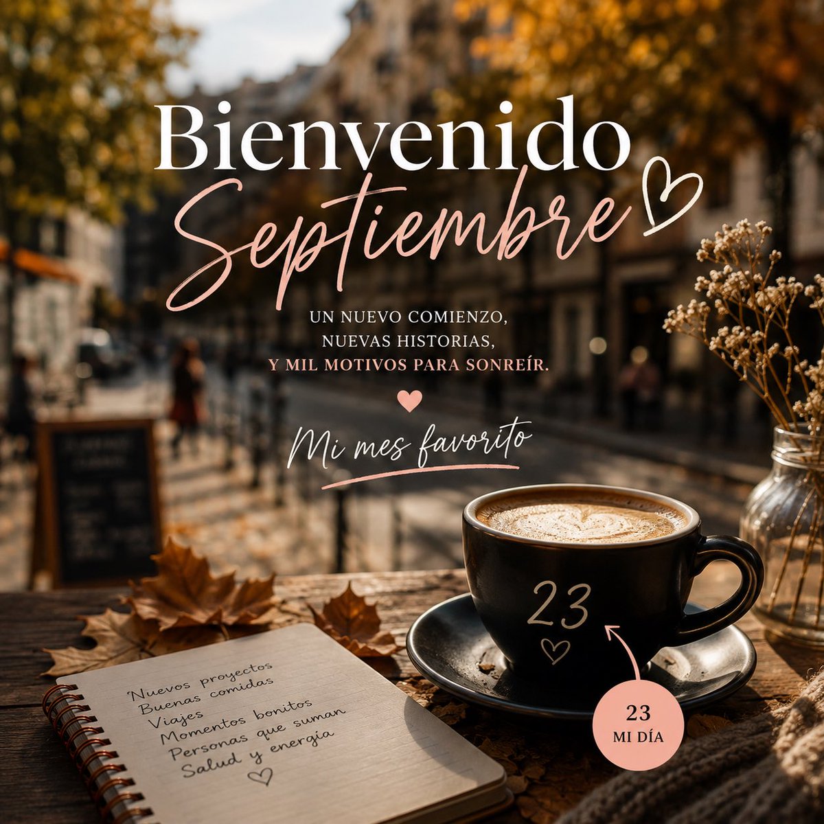 alefeldman's tweet photo. Bienvenido, septiembre. 
Mi mes favorito y, además, el mes en el que cumplo años: el 23. 
Me gusta esa sensación de comienzo que trae septiembre: nuevos proyectos, viajes, sabores, encuentros y muchas cosas todavía por descubrir.
Que nos traigas muchos motivos para celebrar. ❤️ https://t.co/1egP5jZeKg