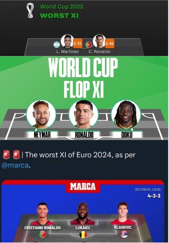 TouchmineZ's tweet photo. Last hatrick of               Last hatrick of
Messi with                     Ronaldo with 
Argentina                       Portugal https://t.co/SGrN5kpFOp