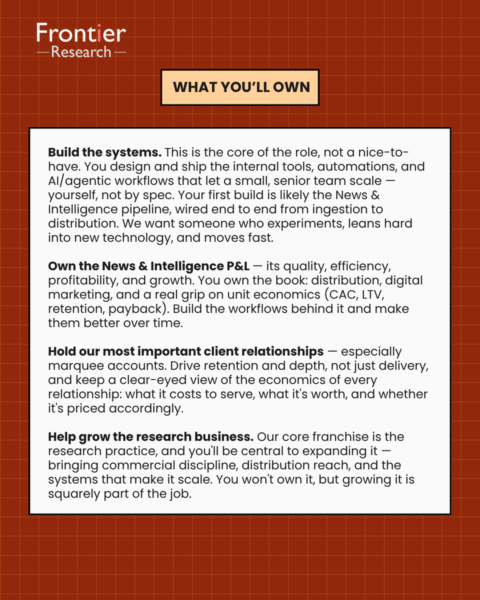 FrontierResSL's tweet photo. We’re hiring!

Frontier Research is looking for a Head of Operations &amp; Systems to shape the systems behind our business and help grow our News &amp; Intelligence offering.

📍 Colombo | Full-time
Think you’re a fit? Send your CV to careers@frontiergroup.info. https://t.co/3kcqnuXWc1