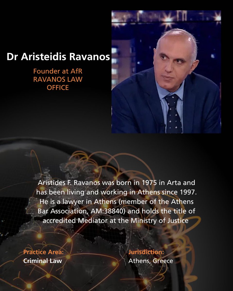 crossborderas's tweet photo. 🎉 Welcome to the Cross Border Network - Dr Aristeidis Ravanos 🎉

Aristides F. Ravanos was born in 1975 in Arta, living and working in Athens since 1997. He is a lawyer in Athens (member of the Athens Bar Association)

https://t.co/35quyXZs8m

#crossborder #Criminallaw #Greece https://t.co/hemwMpyhmn