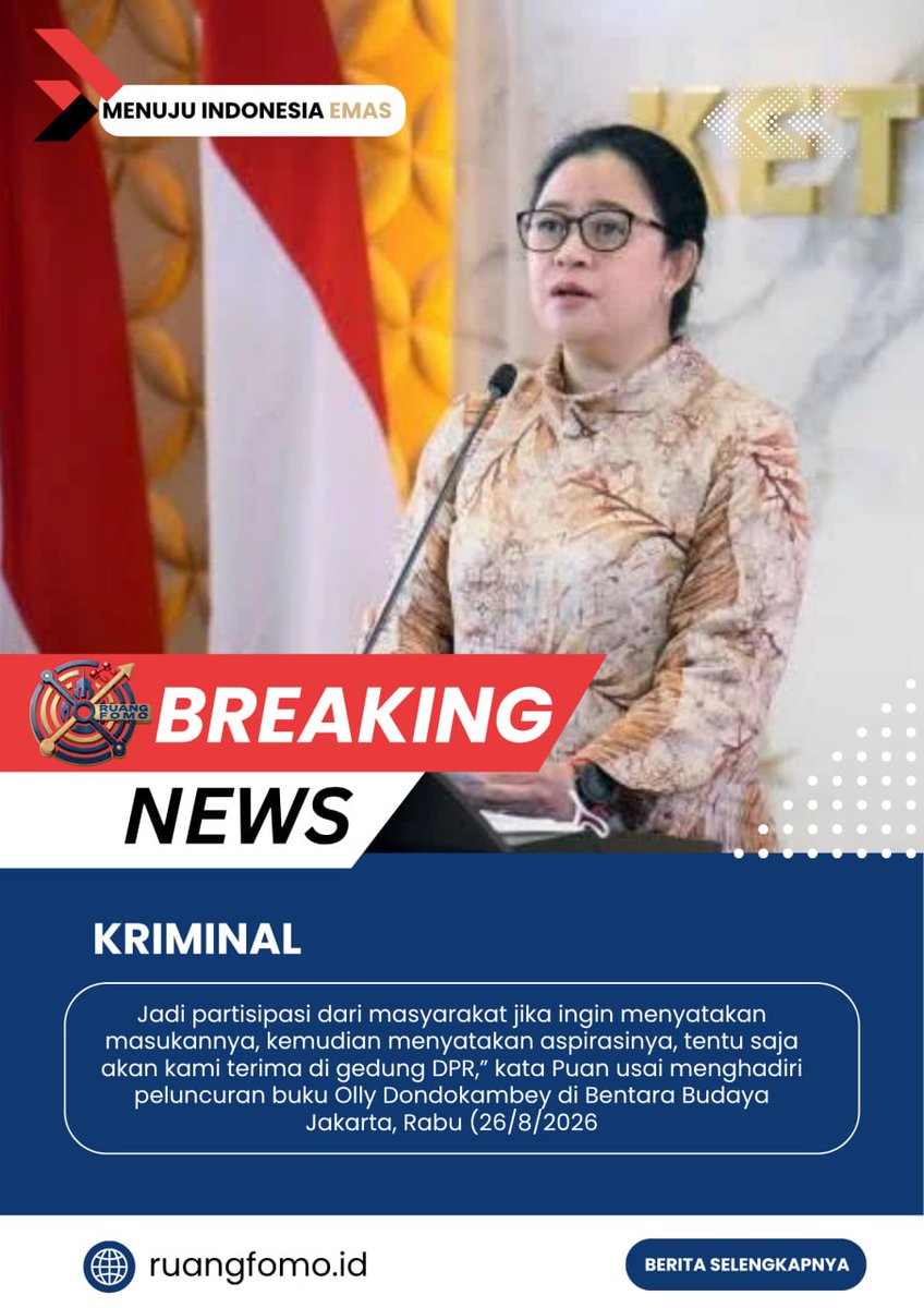 ruangfomo62's tweet photo. Puan Tegaskan DPR Siap Terima Aspirasi Masyarakat

Berita Selengkapnya : https://t.co/1WiUzV0kYZ https://t.co/QCfYh1maEN