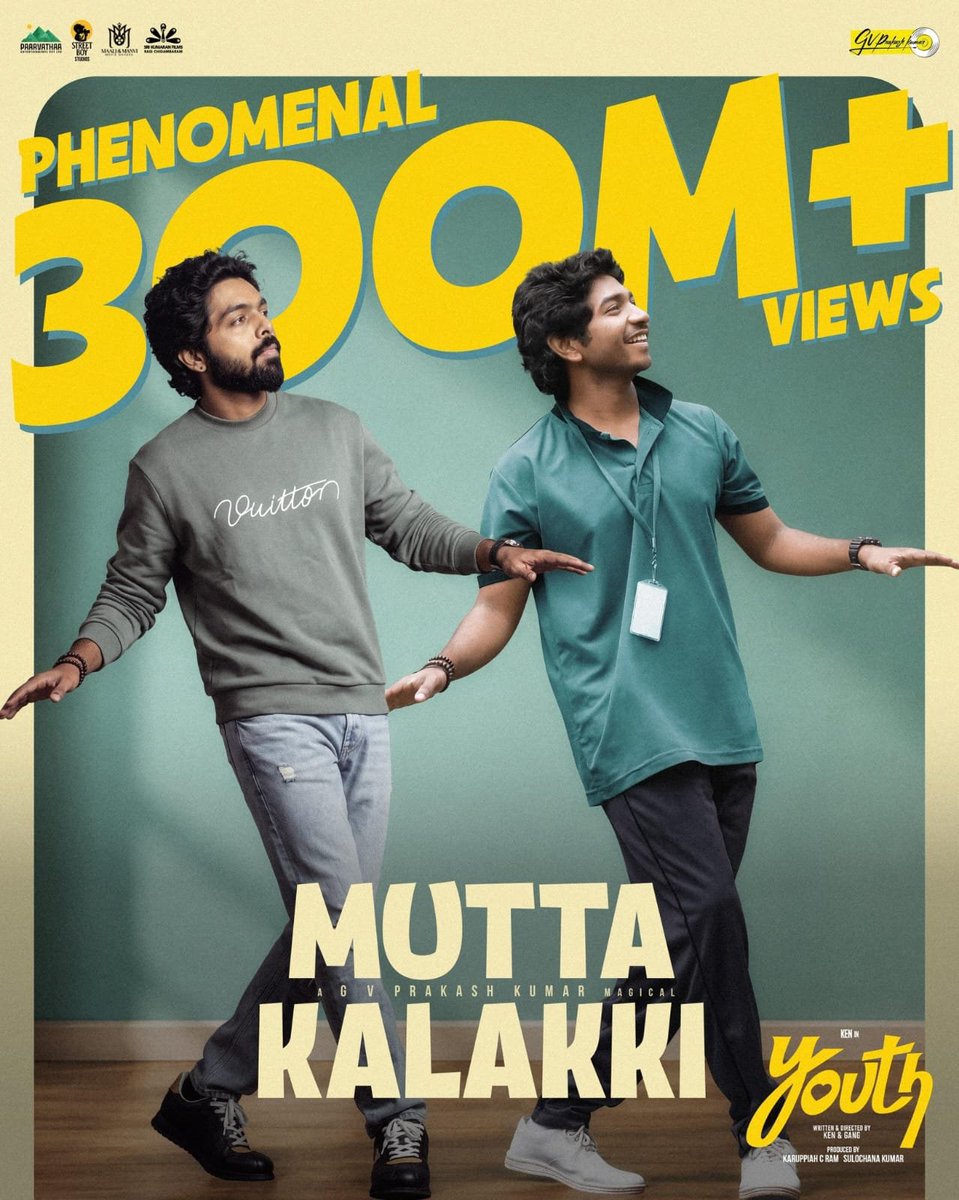 HariReacts's tweet photo. 300M+ views thaandi innum chart-la kalakkura #MuttaKalakki! 📈🔥 

Indha paatu oda energy-ku end-ey illa pola… @gvprakash mass-ah vera level track potrukkaaru. ❤️‍🔥 #Youth #GVPrakash https://t.co/POIQ3VQJ5P