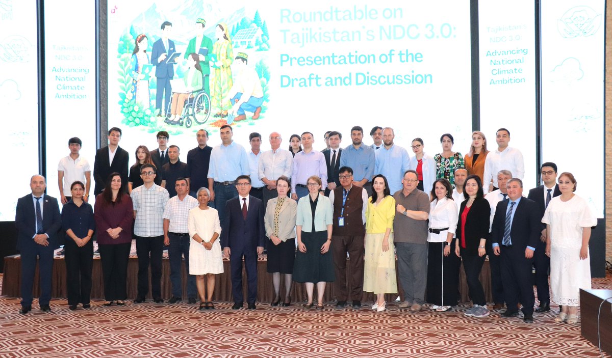 UNinTajikistan's tweet photo. #UNRC Parvathy Ramaswami welcomed broad consultations on the finalization of the Nationally Determined Contributions 3.0, stressing the whole-of-government, and whole-of-society approach. https://t.co/S39B3fkG6r