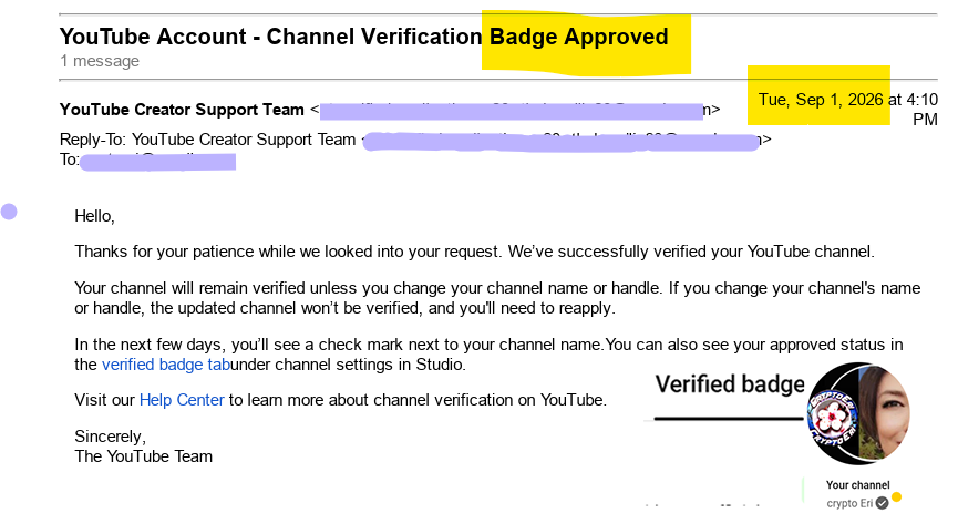 sentosumosaba's tweet photo. YouTube began a verification application process for channels with more than 100,000 subscribers. It took about a month to receive an answer. 👏Happy to be verified✅with a now-visible checkmark. HOPEFULLY, this slows down impersonators &amp; scammers across the platform. https://t.co/S4MXoqij3q