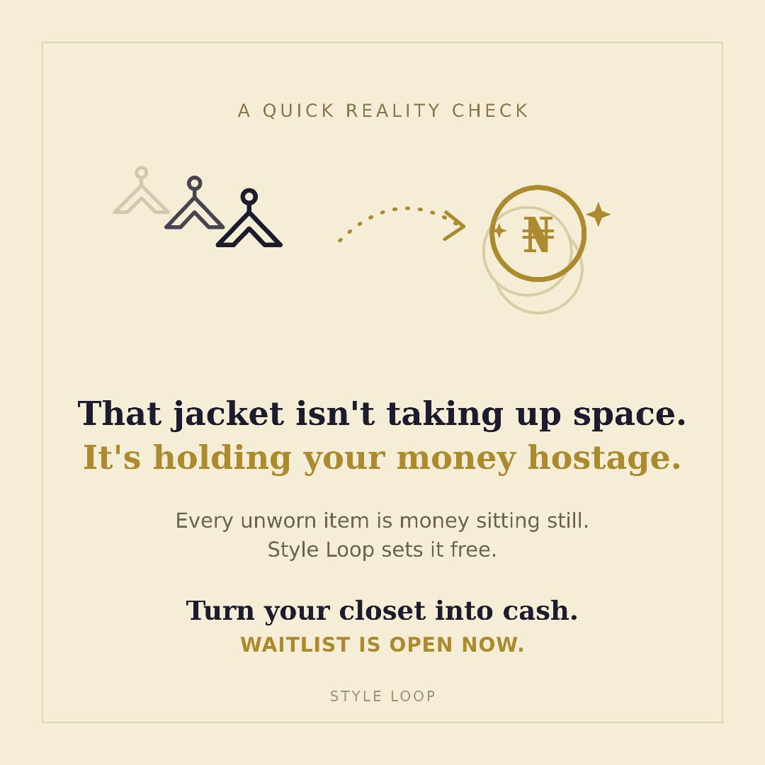 styleloopit's tweet photo. Happy New Month! 🐾

September is giving fresh-start energy. 👀
So… what’s the first thing in your wardrobe you’d finally sell?

That jacket might not be taking up space. It might be holding your money hostage. 💸
#StyleLoop #ThriftNigeria #fashionhacks https://t.co/eQAKnnBMAU