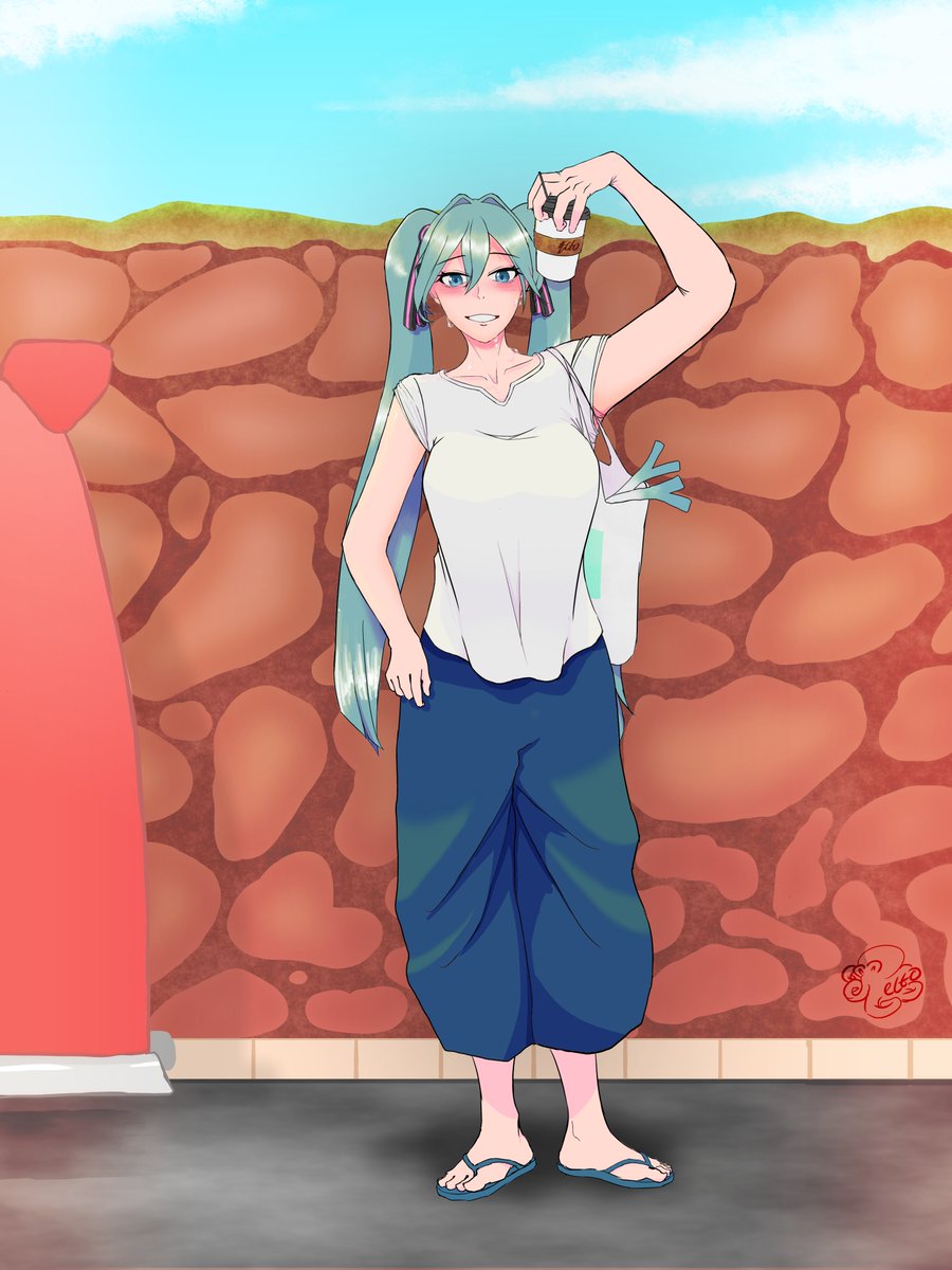 eightftcoco's tweet photo. Quite a hot day today isn't it?

#fanart #hatsunemiku https://t.co/lkqyQlP0CD