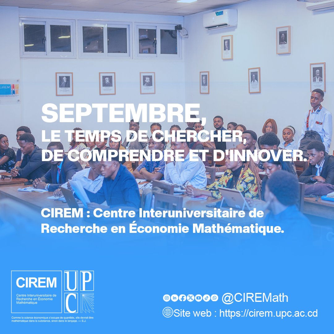 CIREMath's tweet photo. La recherche commence souvent par des questions simples : pourquoi ? Comment ? Quand ? 

Par exemple : 

- Pourquoi les prix évoluent-ils souvent à la hausse ?

- Comment quantifier le risque d'une décision d'investissement ? 

- Etc. 

Derrière chaque question économique se trouve souvent un besoin de comprendre, de modéliser et d'analyser. 

Au CIREM, la recherche contribue à façonner cette compréhension en mettant la rigueur scientifique au profit de chaque analyse.