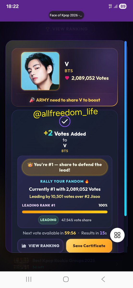 allfreedom_life's tweet photo. @pnchin95 💗
#อาร์มี่ชวนโหวต #VoteforV https://t.co/xLNH4lfhqi