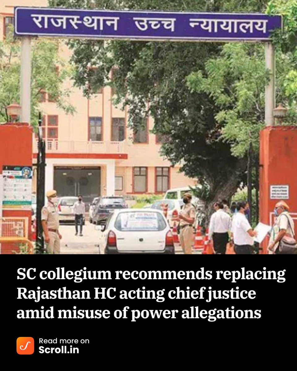 scroll_in's tweet photo. The High Court’s Acting Chief Justice Sanjeev Prakash Sharma on Monday decided to opt out of hearing cases following protests by lawyers against him.

https://t.co/4Xakt0pq3W https://t.co/UFmRw1ck2z