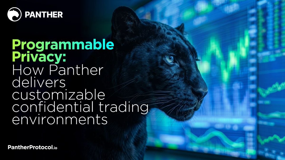 ZKPanther's tweet photo. In decentralized finance (DeFi), transparency is both a strength and a limitation. Panther Protocol takes a different approach with programmable privacy: confidential trading environments that are configurable where needed and private by default.

Our latest blog explores how Panther's shielded pools enable confidentiality and configurable compliance to coexist—giving operators the flexibility to define their own rules while giving users greater control over their on-chain privacy.

https://t.co/wsY91LqGbI