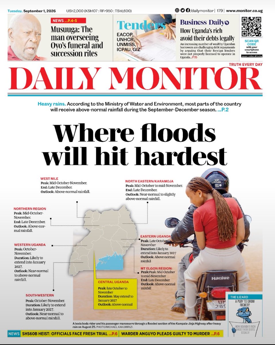 entebbepost's tweet photo. Heavy rains expected in Uganda in the coming months and are expected until January next year https://t.co/UusUOSt42B
