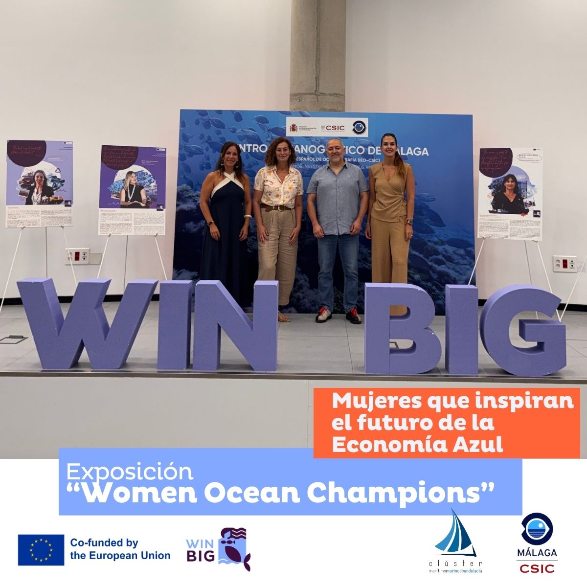 ClusterMMA's tweet photo. 🌊 Arrancamos septiembre visitando la exposición @WINBIG_EU Women Ocean Champions en el Instituto Español de Oceanografía (IEO-CSIC) – Centro Oceanográfico de Málaga.

30 mujeres. 3 cuencas. Un océano de talento.💙

#EconomíaAzul #WomenInBlue #CMMA #IEO https://t.co/sJdOuGuIiL