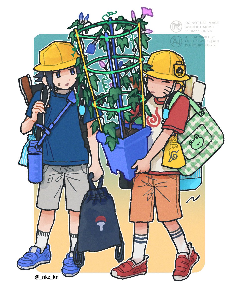 _nkz_kn's tweet photo. 🍥は夏休み前にたっぷり荷物を抱えて帰りそうだなと思った現パロ https://t.co/r9P7HEb6PO