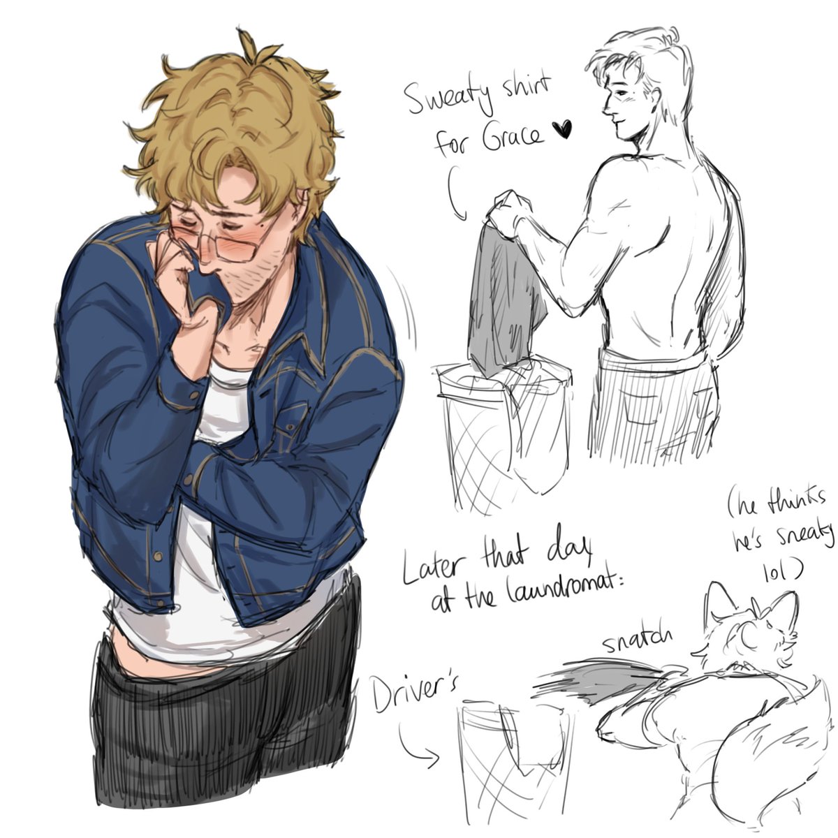 Yuka_igarashi24's tweet photo. Artwork based on Rice's idea! Grace stealing Driver's clothes but he's so so bad at it,,, my loves
#drivinglessons #rgcu https://t.co/cBQErZxNg0