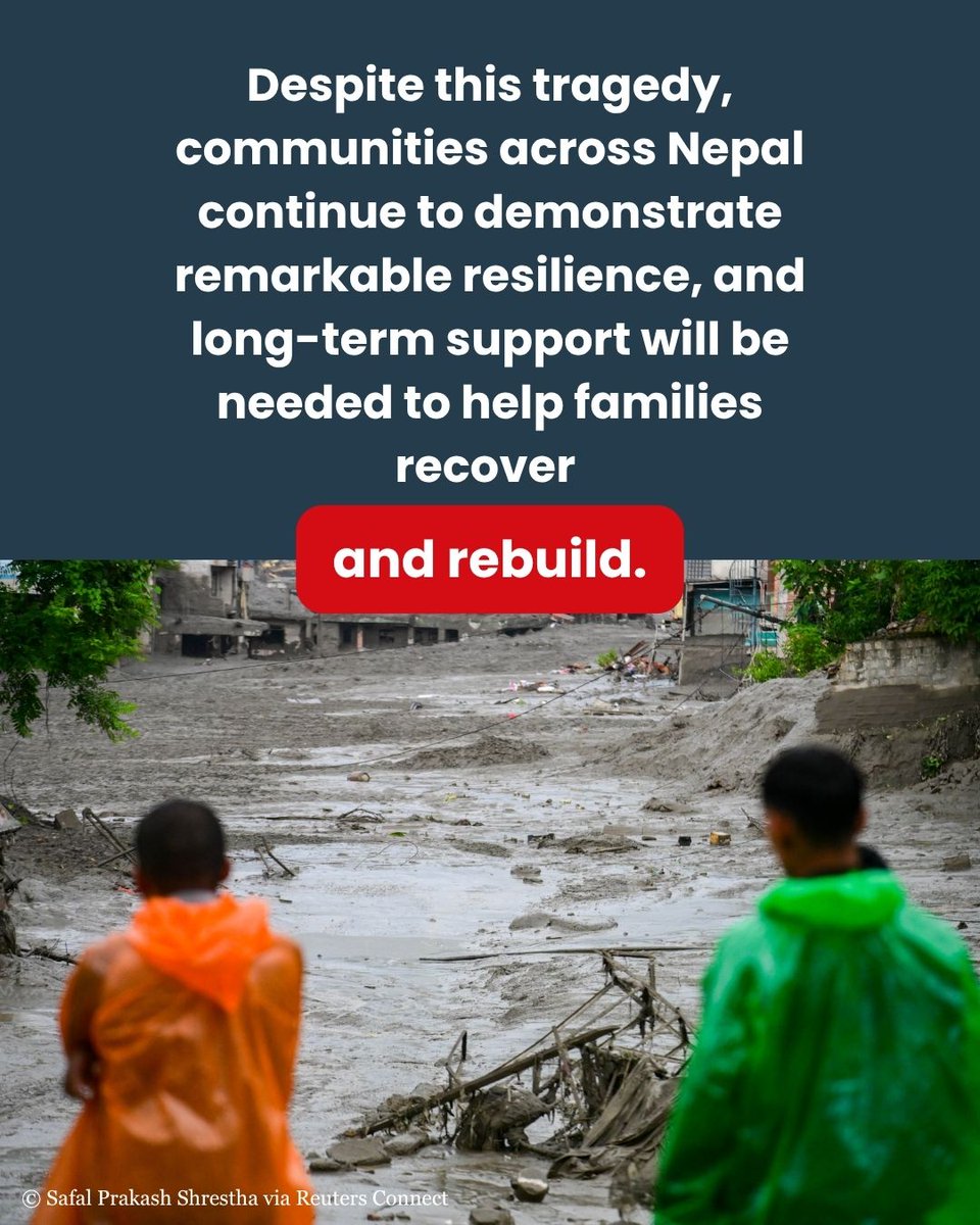 PlanEU's tweet photo. The death toll from Nepal's devastating floods continues to rise, with thousands still missing. The urgent need for sustained humanitarian funding is clear.

As negotiations on the EU's next MFF continue, support for communities affected by climate shocks must not be overlooked. https://t.co/leyKn88PuS