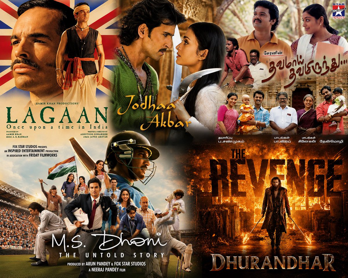 TalkiesFriday's tweet photo. ஒரு படத்தின் Runtime எவ்வளவு பெருசா இருந்தாலும், distract பண்ணாம கதையோடவும் characters கூடவும் connect பண்ண வெக்குது பாத்தீங்களா... அங்கதான் அந்த படம் ஜெயிக்குது💥

அப்படி 3 மணி நேரத்துக்கு மேல Duration இருந்தாலும் நம்மள Engage பண்ண சில படங்கள் 🎬👇

1.  Lagaan (2001) – 3h 44m

2. Jodhaa Akbar (2008) - 3h 33m

3. Dhurandhar 1 & 2 (2026) - 3h 49m

4. Thavamai Thavamirundhu (2005) - 3h

5. M.S. Dhoni: The Untold Story (2016) - 3h 10m

இதுபோக இன்னும் சில படங்கள் இருக்கு…

இந்த List ல #ToxicTheMovie வந்திருக்கணும், ஆனா பாருங்க…🏃