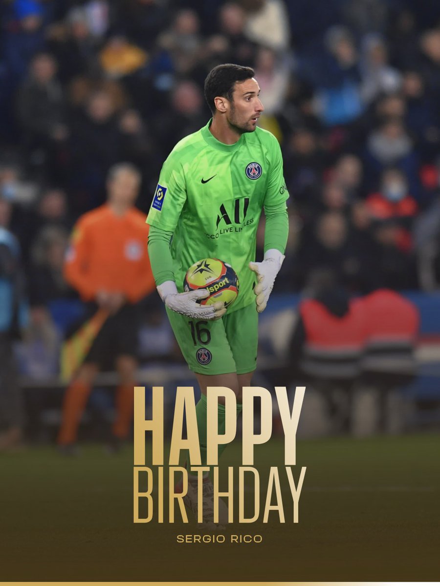 PSG_inside's tweet photo. Joyeux anniversaire ! 🥳🎂

Sergio Rico fête ses 33 ans aujourd'hui. 🎈 https://t.co/28Xvn6WFKv