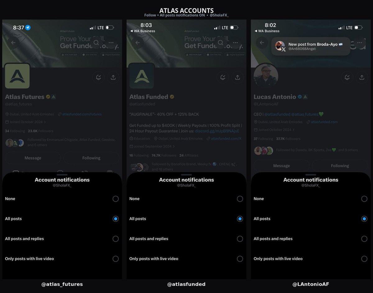 SholaFX_'s tweet photo. @meeky_fx @LAntonioAF @atlasfunded @RealTraderSeun @TraderSamm Followed all the accounts and completed the steps ✅
@meeky_fx @LAntonioAF @atlasfunded @atlas_futures @RealTraderSeun @TraderSamm
Liked + RT. Notifications on.
Hopefully I’m eligible for the $25K 2-step 🤞🏽 https://t.co/HWN2m4o1wz