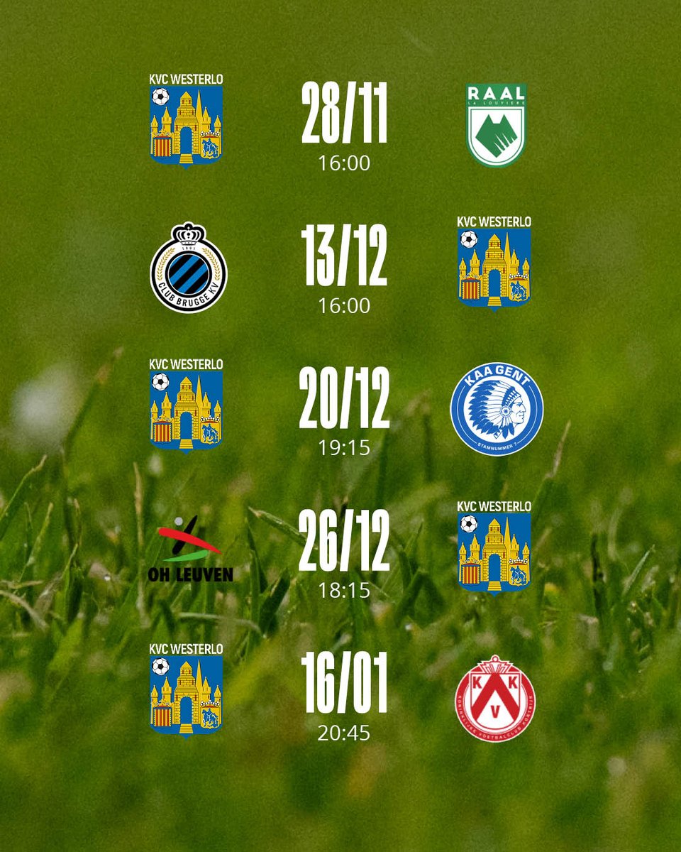 KVCWesterlo's tweet photo. 📅 Neem je agenda erbij: speeldagen 8 t.e.m. 17 zijn bekend! https://t.co/BT6gSaz9mz