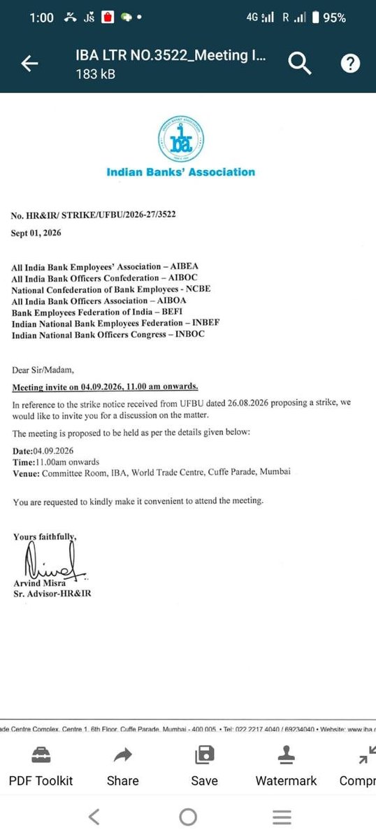 Bankers_United's tweet photo. The proposal on #5DaysBanking &amp; PLI issue is pending at @DFS_India , while the reconciliation meeting is to be held at CLC. Why does IBA meeting UFBU regarding proposed strike? What purpose would the meeting serve, except conveying that these matters r not within IBA’s control? https://t.co/YIfys78yzN