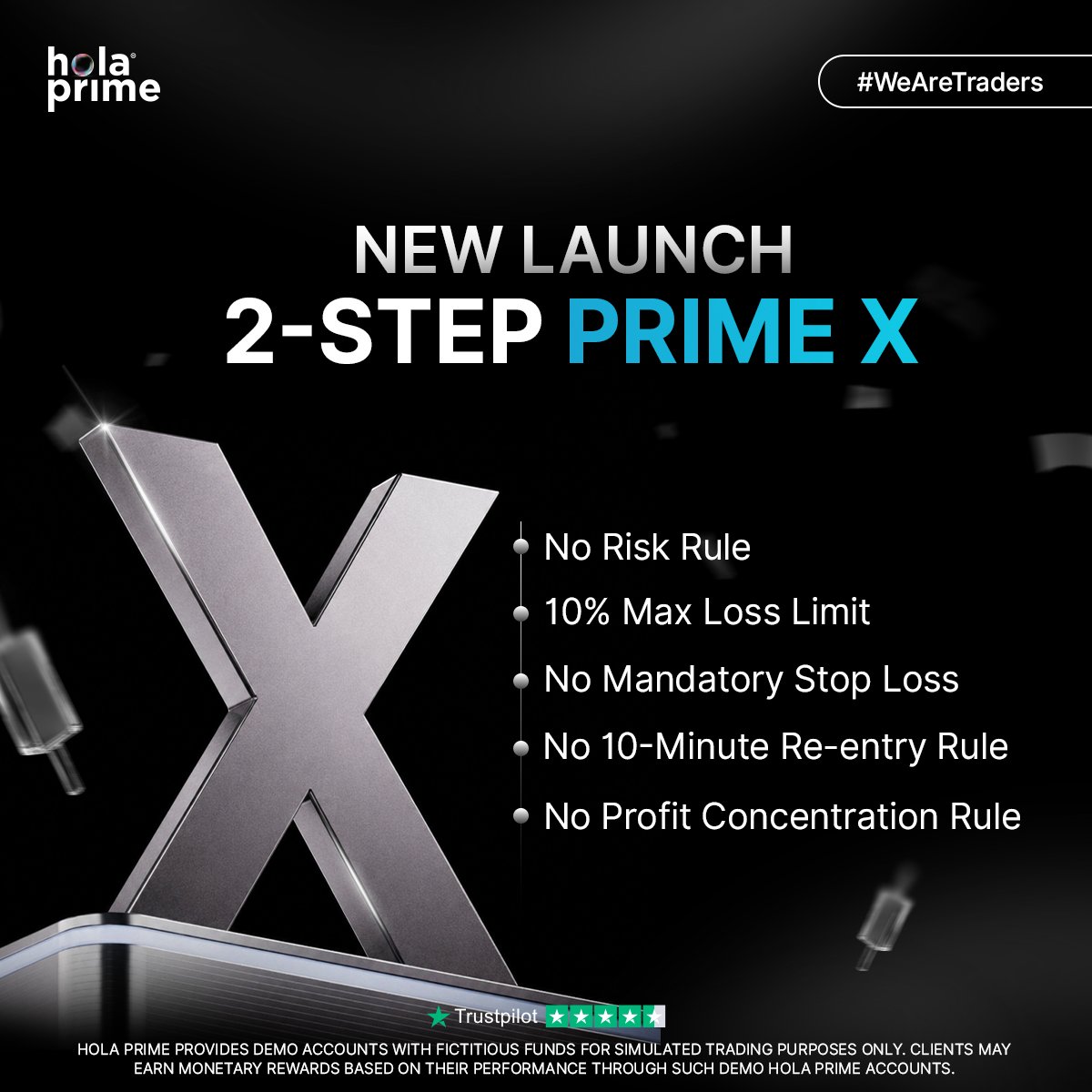 HolaPrimeGlobal's tweet photo. 2-Step Prime X is live.

The account we built with the guardrails stripped back, for traders who bring their own discipline.

Here's everything inside it 🧵

#WeAreTraders https://t.co/mPntFLJPKa