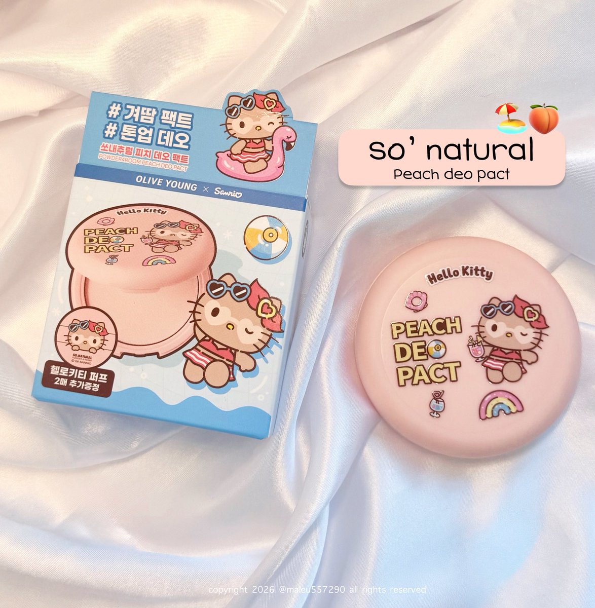 maleu557290's tweet photo. #광고 #RT이벤트
#RT 해주신 팔로워 5분께 쏘내추럴 피치 데오 팩트를 보내드려요 ! 🍑
(9.1~9.6/9.7 당발/9.11부터 순차 배송)

여름철 우리 공주들의 겨드랑이는 안녕하신가요…?🥹
저는 여름엔 나시 입고 다니는 걸 상당히 좋아하는데요 날씨가 날씨인지라 겨땀이랑 거기서 오는 냄새가 너무 신경 쓰이더라구요
겨땀과 냄새에서 우리를 한껏 클린걸로 만들어줄 쏘내추럴의 피치 데오 팩트🪽

유분, 땀 관리는 물론 파우더 타입으로 활용하기에도 너무 탁월한 제품인데요
너무나 귀여운 올리브영 X 산리오 콜라보로 한정 헬로키티 패키지까지🐱🎀

타래로 자세히 소개해드릴게요👇🏻