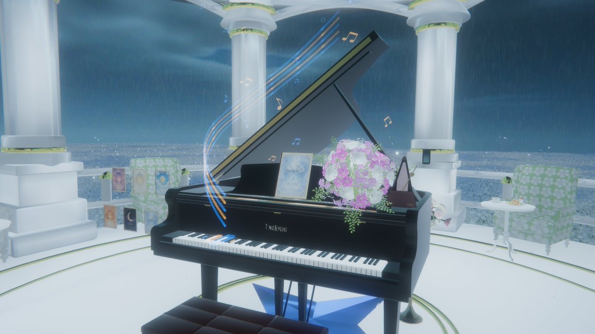 Tsubameyakoga's tweet photo. 「旋律の花園 ~Melodies Among the Flowers~」
一面に広がる花園と白いガゼボに佇むピアノ。
楽譜を選択すると、背景が変わり、自動演奏ができる。
朝や夕焼け、夜、雨など、7つの景色が楽しめる。
ワールドリンク
https://t.co/dgHxCbmFi6
#VRChat_world紹介
#VRChat_quest_world https://t.co/7BkUTbTY8L