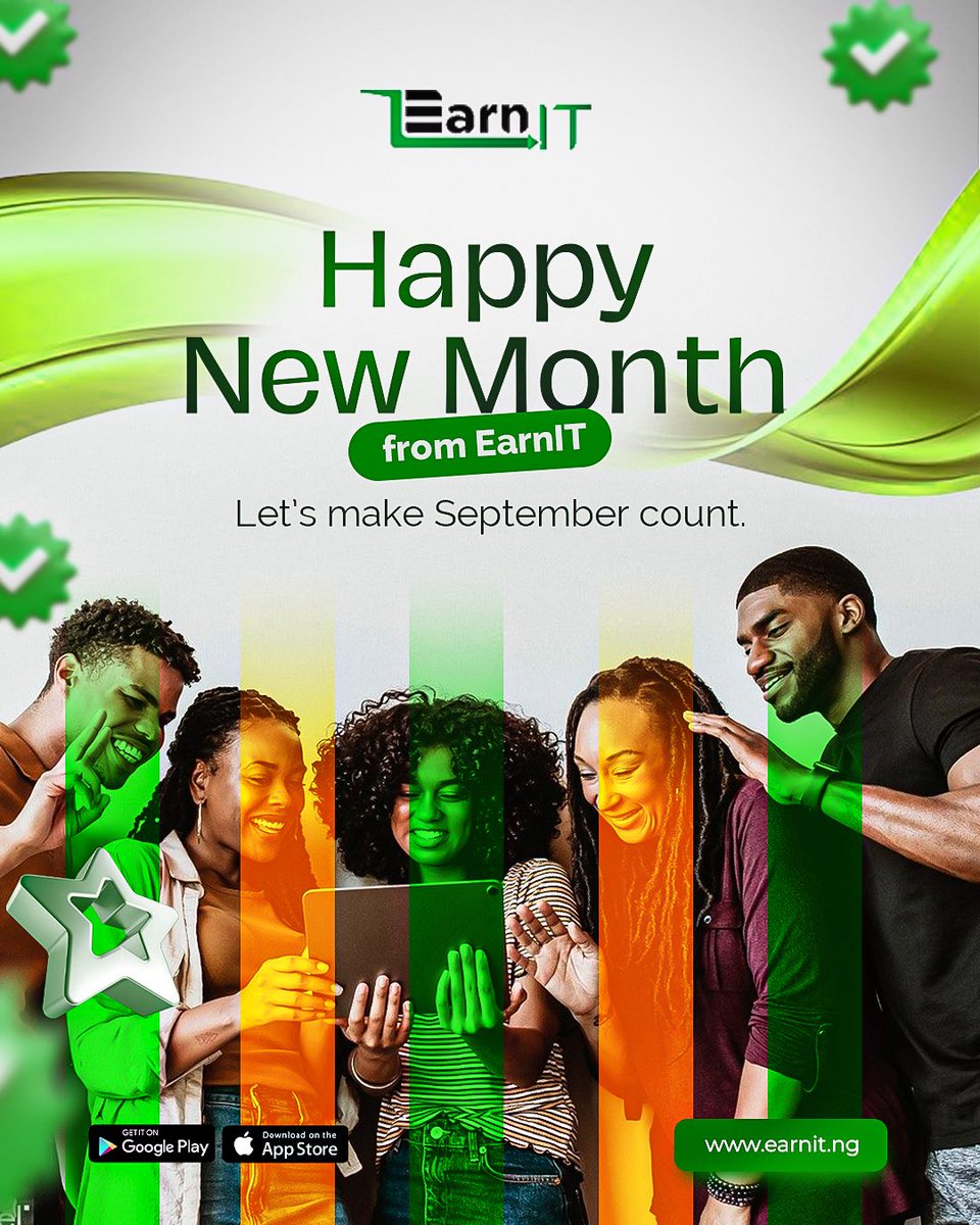 Earnit_ng's tweet photo. NEW MONTH. NEW OPPORTUNITIES.
September is here with fresh goals and fresh chances to shop, complete tasks, earn and grow with EarnIT.
Ready to make September count? Letโs get started! ๐
#EarnIT #HappyNewMonth #ShopEarnGrow https://t.co/WdMRcAGIlv
