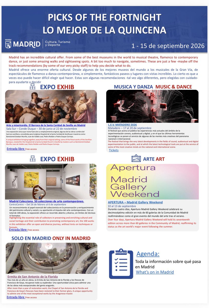 ramonleca's tweet photo. Lo mejor de la primera quincena de septiembre.
Cultura, Turismo y deportes @MADRID 
#yourkeytomadrid
 @LesClefsdOrSP https://t.co/cMhfJ0tp0o
