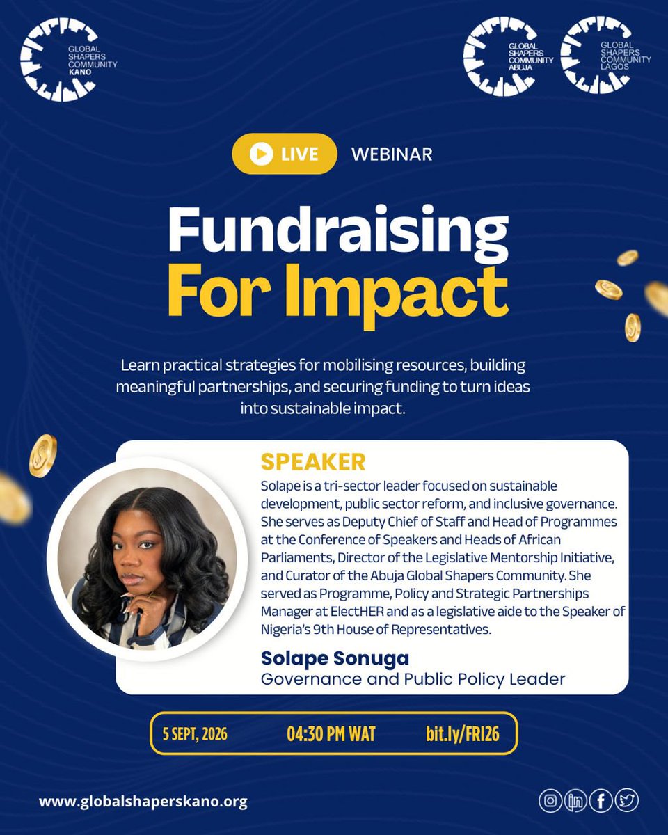 ShapersKano's tweet photo. Meet one of our speakers for the Fundraising for Impact webinar, Solape Sonuga, a tri-sector leader focused on sustainable development, public sector reform, and inclusive governance. https://t.co/DPgQcclTQt