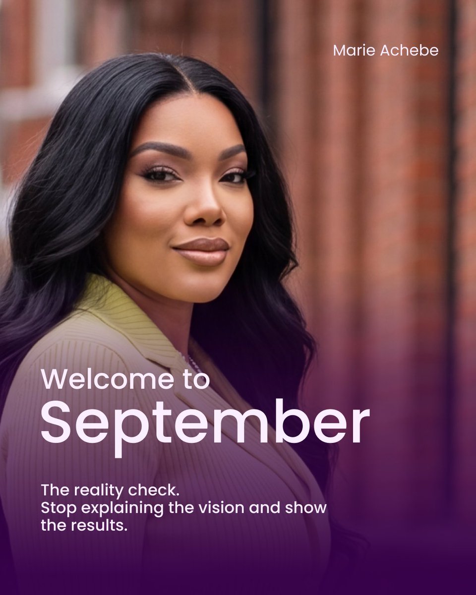 MarieACHEBEUK's tweet photo. Happy new month! Welcome to September.
New month, same energy. Let's go show the results.

#marieachebe https://t.co/RlotriJeQG