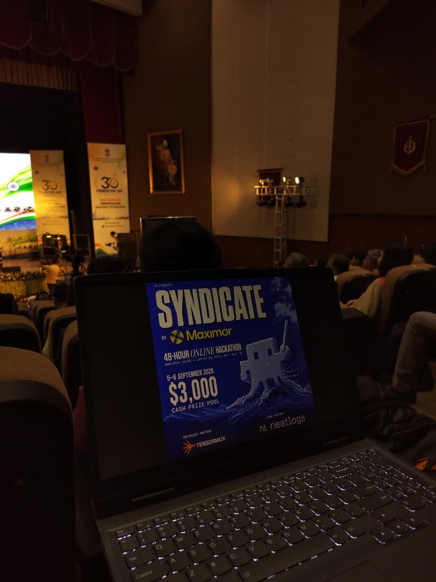Maaztwts's tweet photo. Syndicate is happening.

5-7 September 2026.
$3,000 cash prize pool. https://t.co/PSHjdaljio