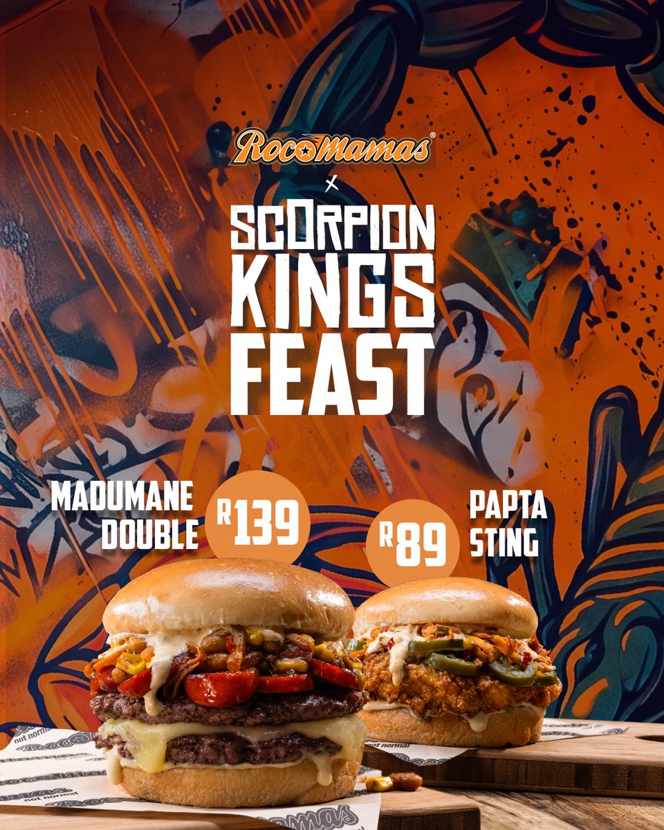 krugersville's tweet photo. Itโs time for the #KingsFeast with #rocomamas and its brand new bold lcoak flavours ๐ฅ๐๐ฏ#RocoMamasxScorpionKings https://t.co/e7ssonXL7o