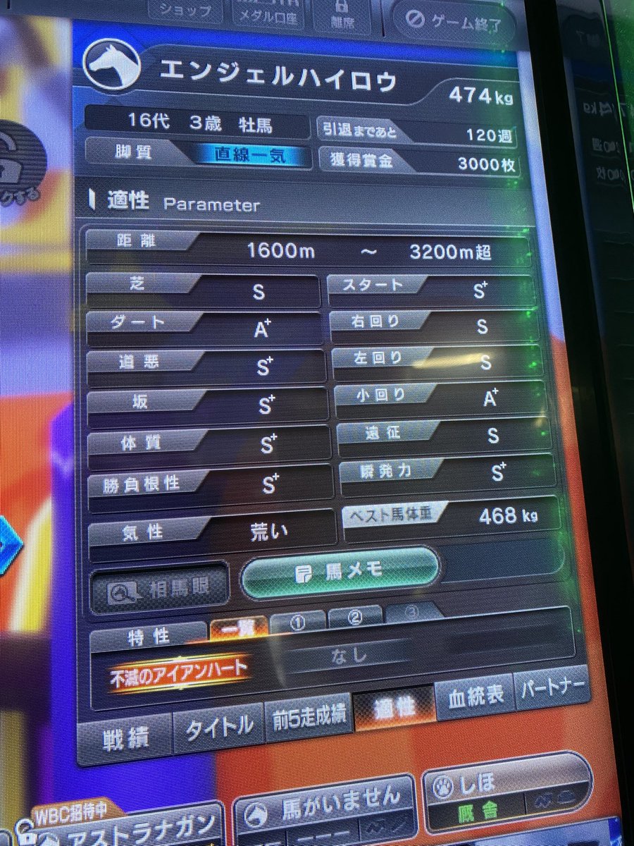 SuperRobotWarsF's tweet photo. 今日のスタホ🐴
素材の調教終わったので、配合して発動馬って事で生産サポで特性2枠に不滅付けて不屈を2枠目に。
3種確認済みのアラブ演出でしたが、海外からスタートしてみようかと。
その後は自由に走らせます。
最後の10連はノーテイオー🥺 https://t.co/iKXEoVIEzf