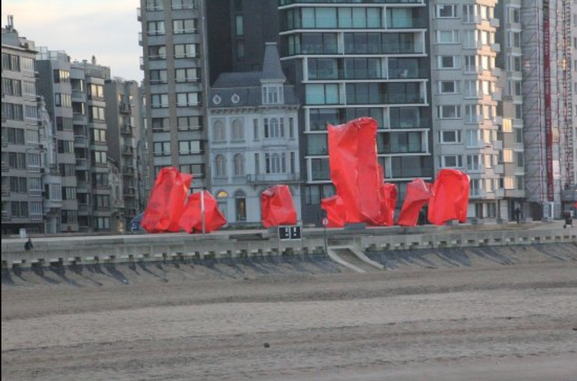 clickitaway's tweet photo. @wakenminds That's Oostende in Belgium you show. Also in Oostende...The red blocks are a protest to the what you say should be illegal. Notice the the villa behind it. It tells the people how ugly the city has become, by making it more ugly so you can notice the contrast of what was, and is. https://t.co/3ri3Jnnarz