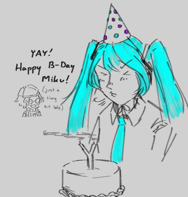 meir_ji's tweet photo. slept through most of the afternoon oops LOL enjoy your leek-shaped candle mikuu https://t.co/yOqewg31yq