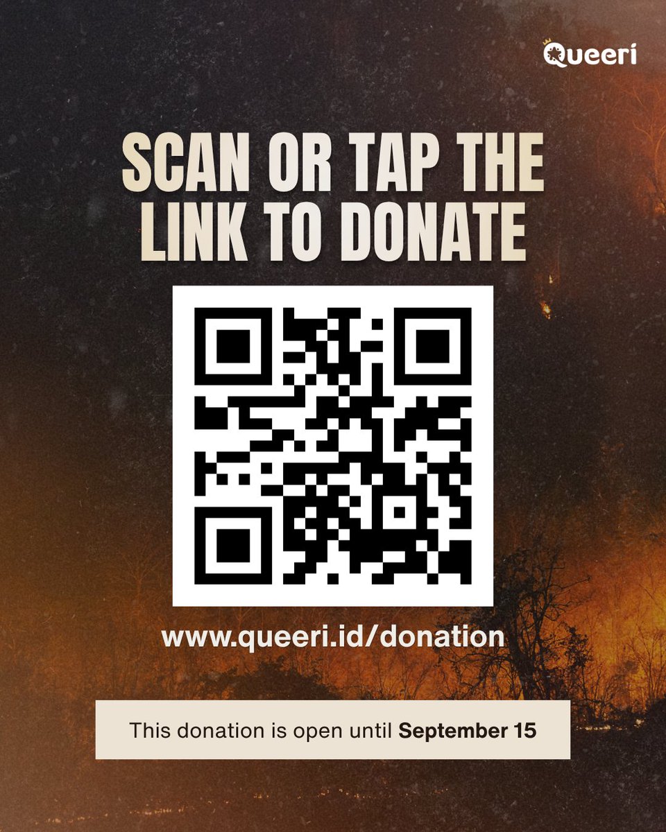 queeri_official's tweet photo. Save Orangutans with Queeri! 🦧💜

Forest fires are threatening orangutan habitats in Kalimantan. Thick smoke and scorching flames are destroying their homes and putting their lives at risk.

Let’s donate and help protect them together with Queeri!

🔗 Donate now: https://t.co/xx9IMyVRcM

A little from us can mean so much to them
-
Selamatkan Orangutan bersama Queeri! 🦧💜
Kebakaran hutan mengancam habitat orangutan di Kalimantan. Asap pekat dan panasnya api melahap rumah serta kehidupan mereka.

Yuk, ikut berdonasi dan bantu lindungi mereka bersama Queeri!

🔗 Donasi sekarang:  https://t.co/xx9IMyVRcM

Sedikit dari kita, berarti besar untuk mereka

#SaveOrangutans #PrayForKalimantan #Queeri #Queeri_Charity